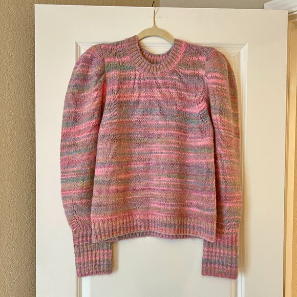 LoveShackFancy Sweaters - LoveShackFancy Pink Puff Shoulder Sleeve Crew Neck Sweater, NEW